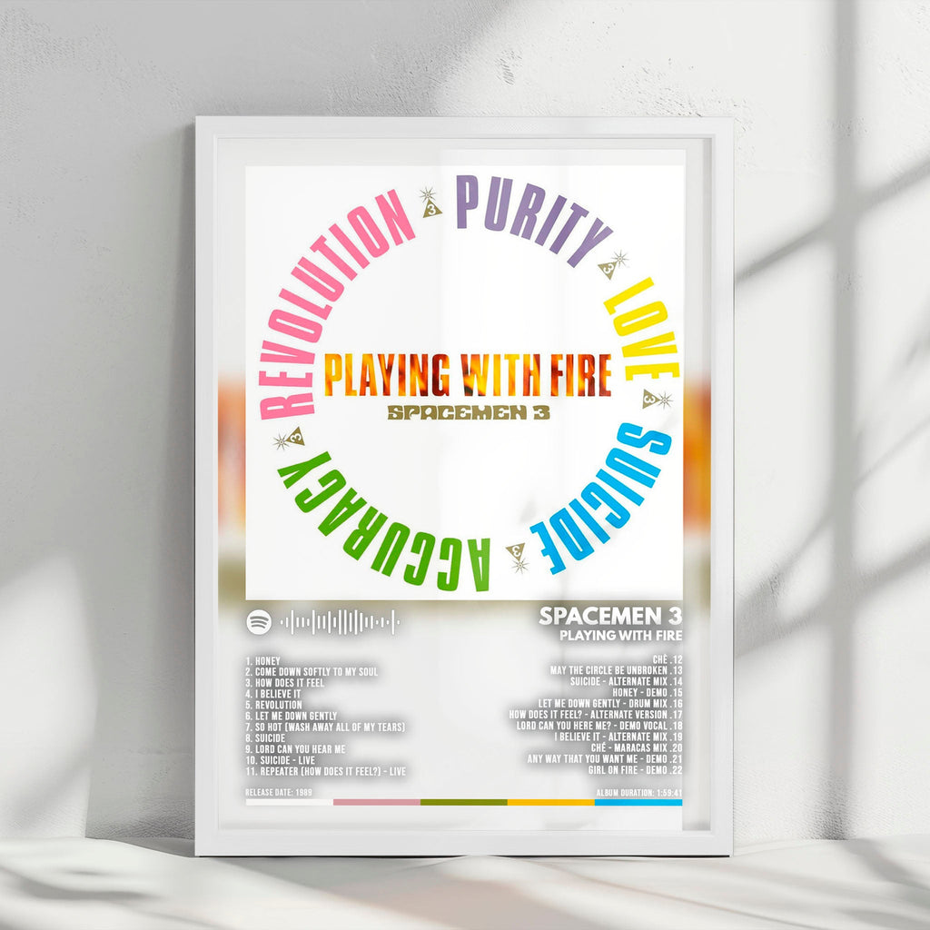 Spacemen 3 "Playing With Fire" Album Cover Poster - with Complete Tracklist