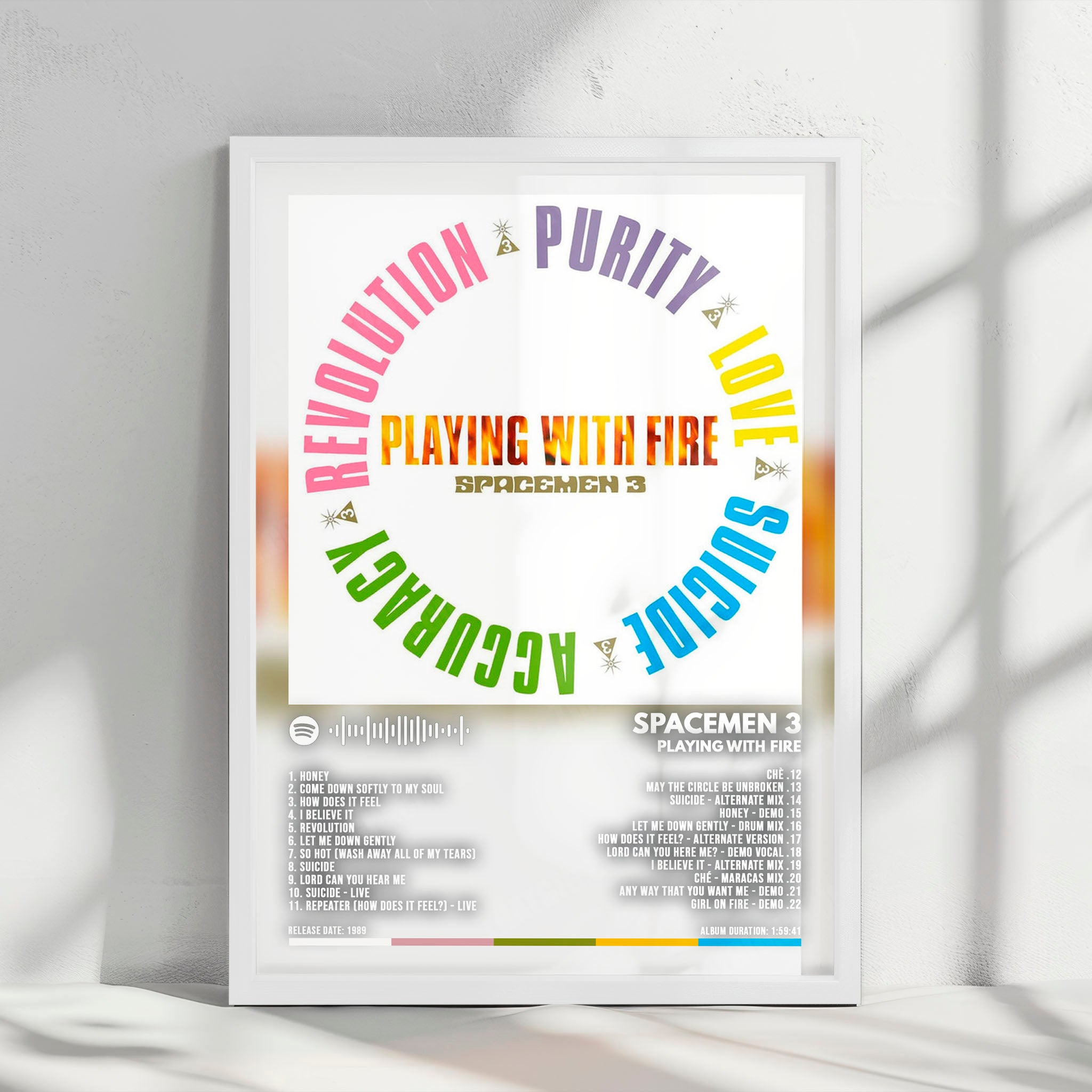 Spacemen 3 "Playing With Fire" Album Cover Poster - with Complete Tracklist