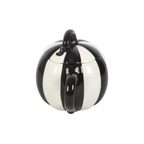 Black and White Striped Pumpkin Lidded Mug