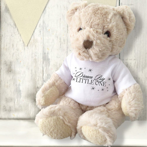 Luxury Teddy Bear with Dream Big Little One Shirt for New Baby