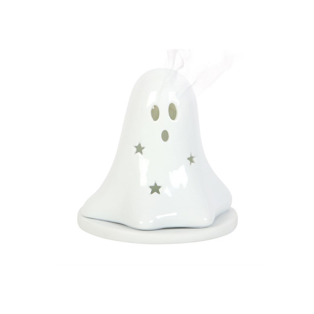 Ceramic Ghost Tealight and Incense Cone Holder | Candle Holders