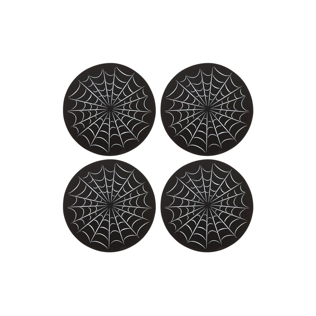 Black Spiderweb Coaster Set