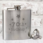 70th Birthday Hip Flask | Inspired Creative Gifts | UK Supplier