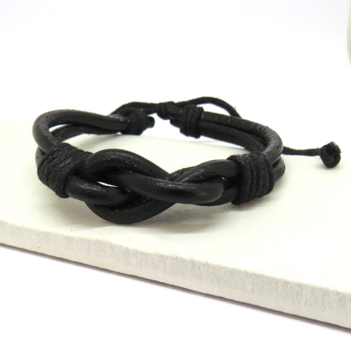 Black Men's Leather Knot Bracelet | Womans Bracelet | Inspired Creative Gifts