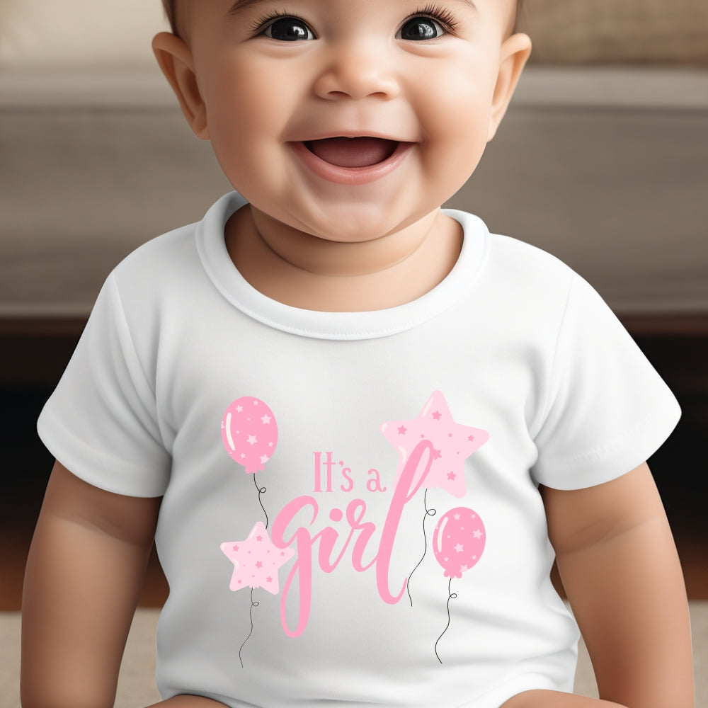 It's A Girl Pink Baby Outfit: Bib, Vest, Baby Grow