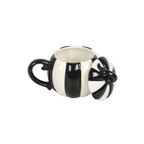 Black and White Striped Pumpkin Lidded Mug