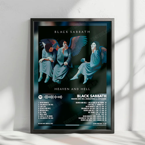 Black Sabbath "Heaven and Hell" Album Cover Poster - with Complete Tracklist | Album Cover | Inspired Creative Gifts