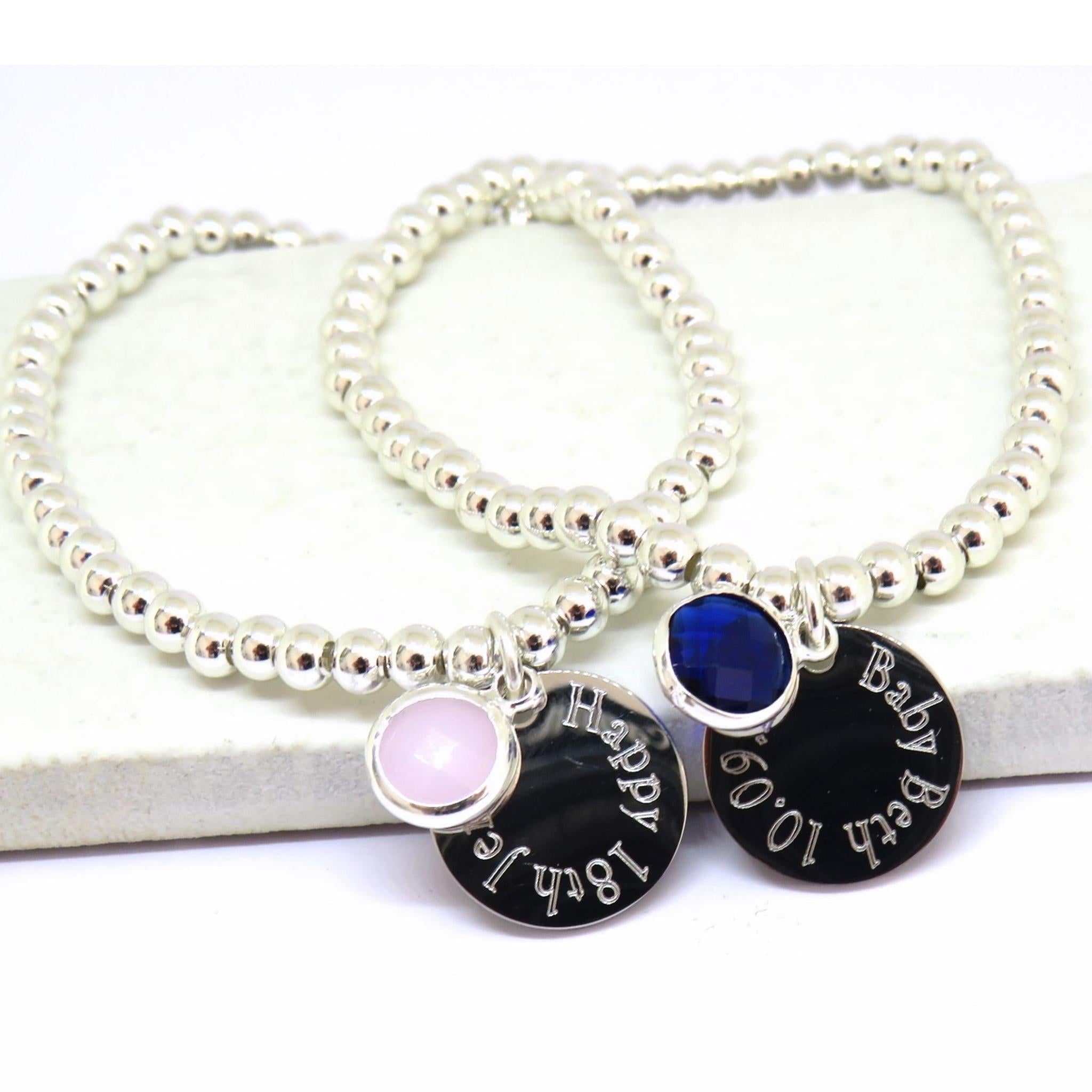 Personalised Edge Birthstone Beaded Bracelet