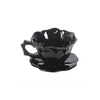 Black Rose Teacup and Saucer