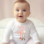 Personalised Girls 1st Birthday Panda Baby Outfit: Bib, Vest, Grow