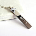 Personalised Silver Thin Bar Necklace &  Mini Heart Charm