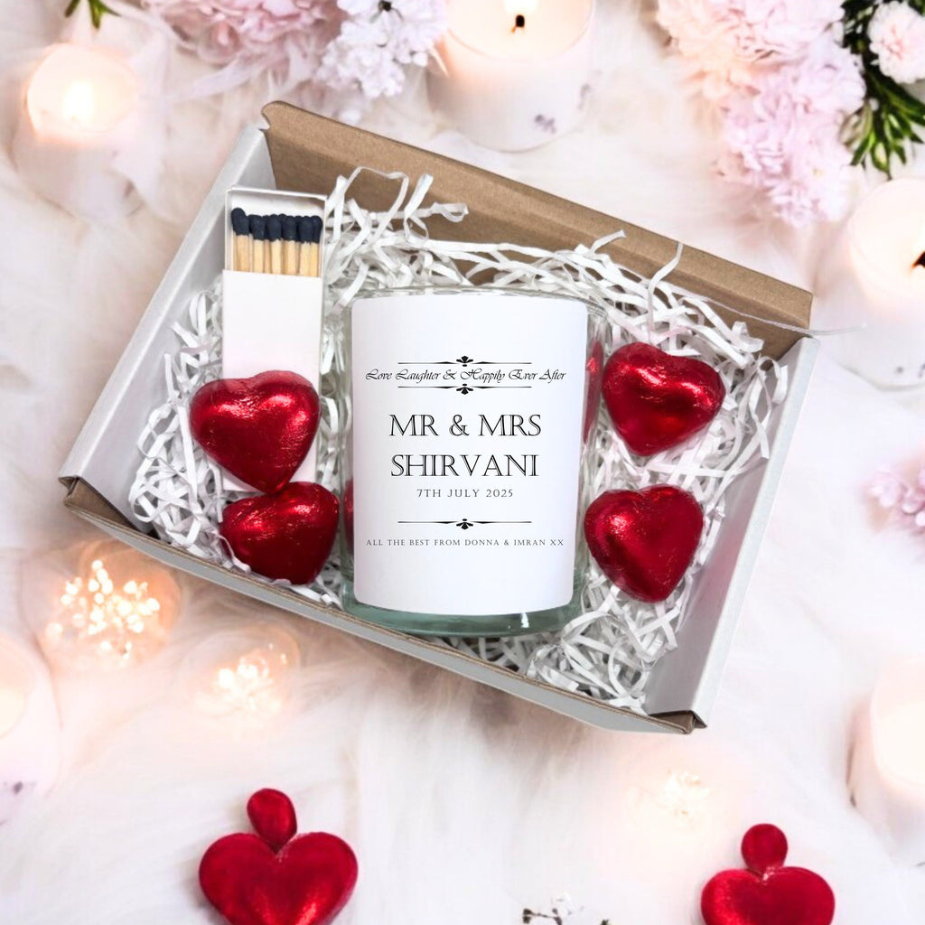 Personalised Love Laughter Wedding Candle Gift Set | Couple Engagement
