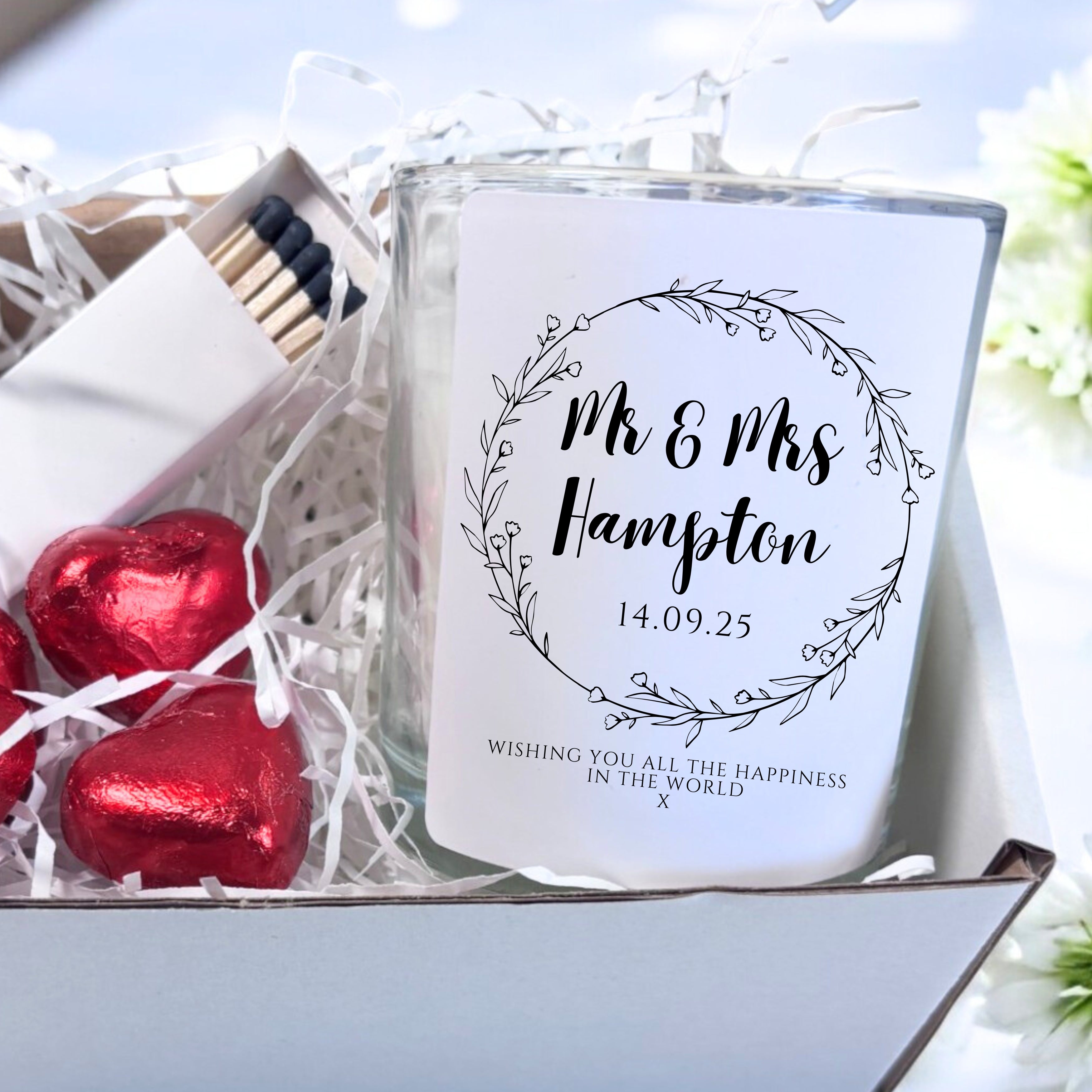 Personalised Wild Flower Wedding Candle Gift Set