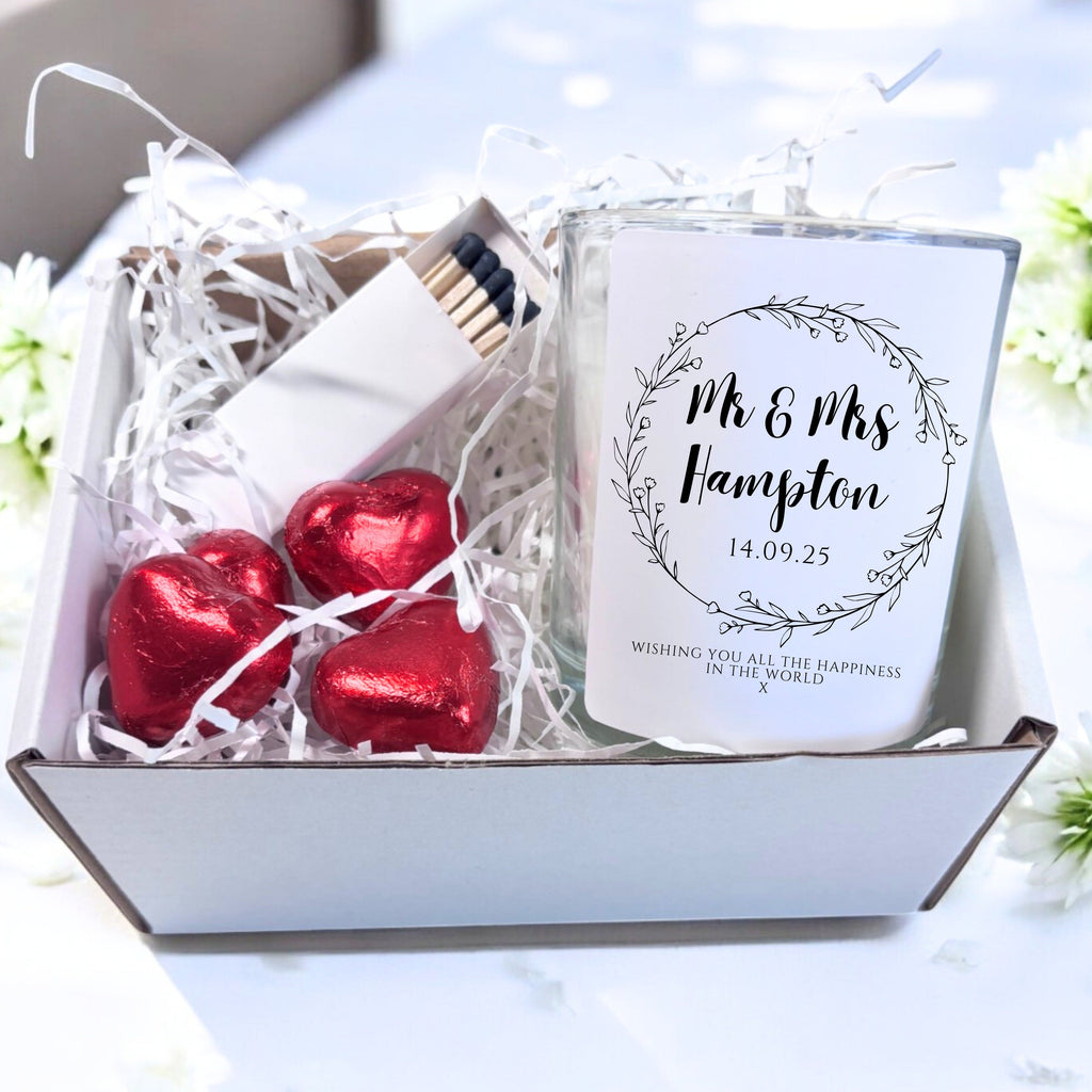Personalised Wild Flower Wedding Candle Gift Set