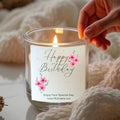 Personalised Pink Flowers Birthday Candle Gift Set