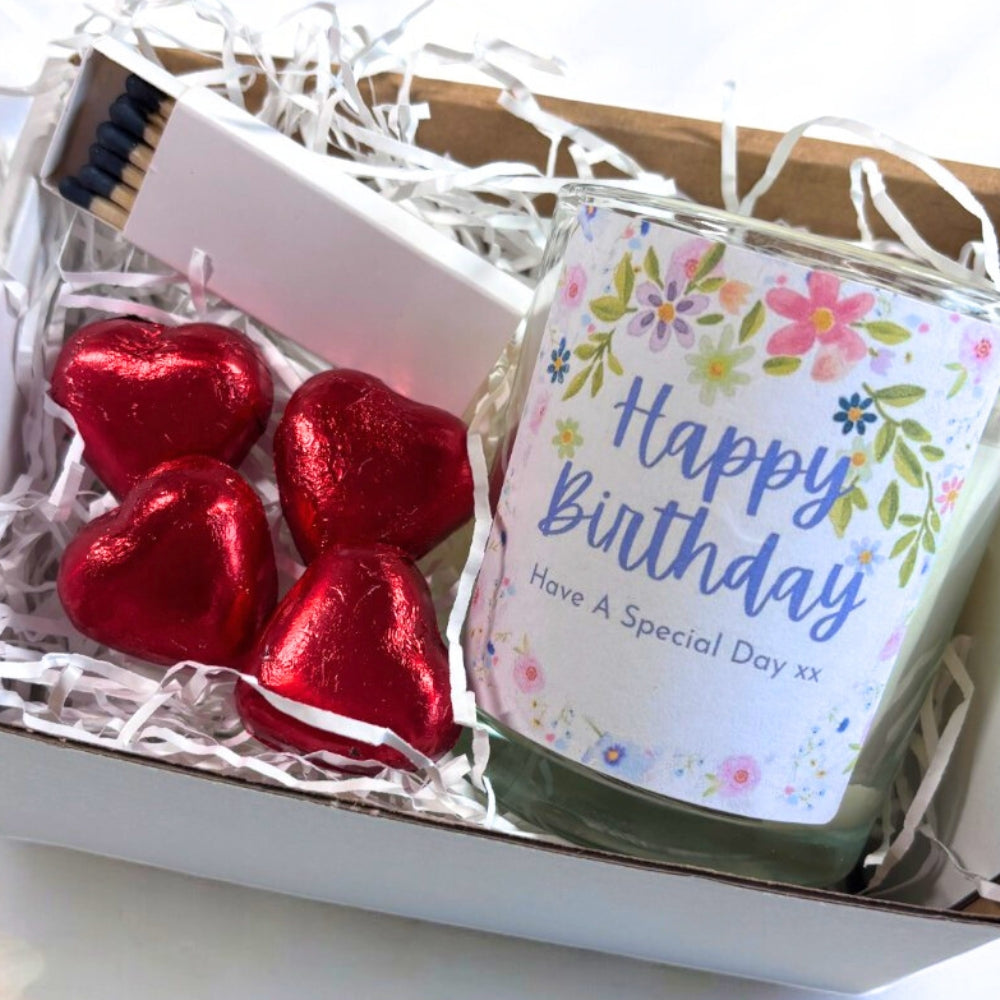 Pretty Flowers Happy Birthday Candle Gift Set | Birthday Gift Hamper for Friend