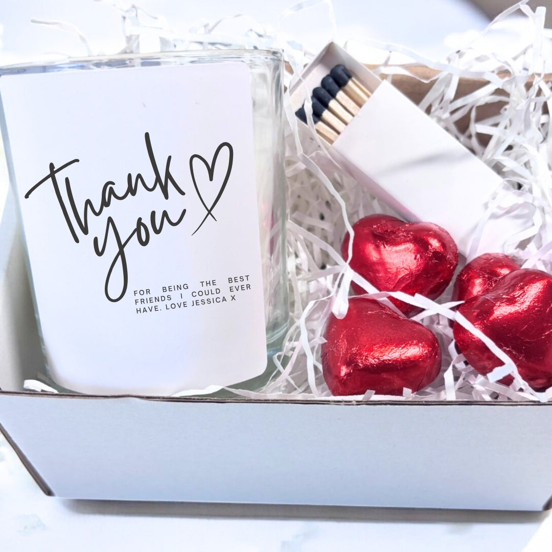 Personalised 'Thank You' Candle Gift Set: vanilla Scent
