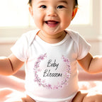 Personalised Pink Blossom Baby Outfit: Bib, Vest, Baby Grow | New Baby Gift