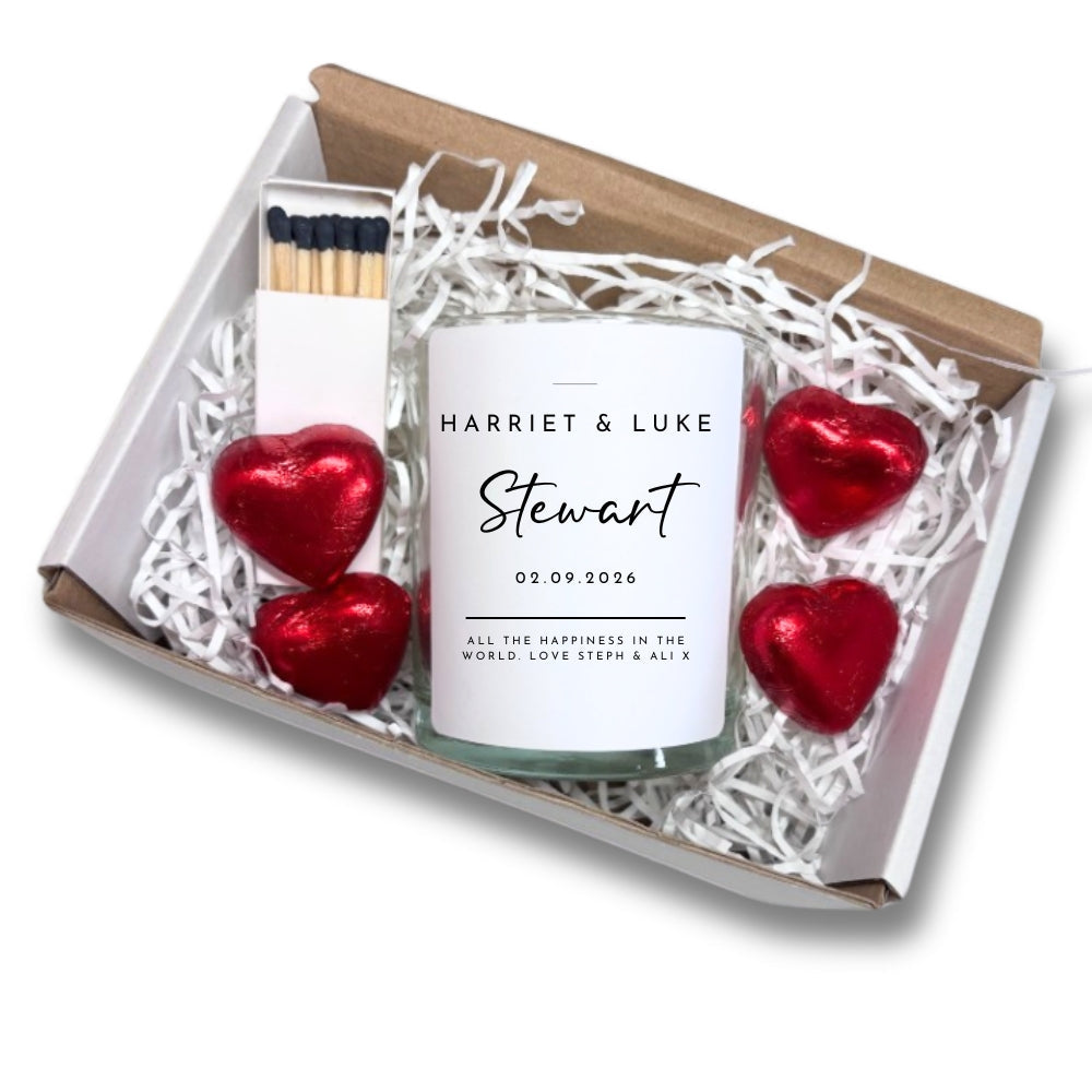 Personalised Black & White Wedding Day Candle Gift Set for Wedding
