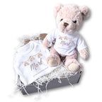 Personalised Rainbow Bunting Baby Gift Hamper - Teddy & Vest | Gift Box Baby | Inspired Creative Gifts
