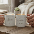 Personalised Surname Wedding Mugs Gift Set