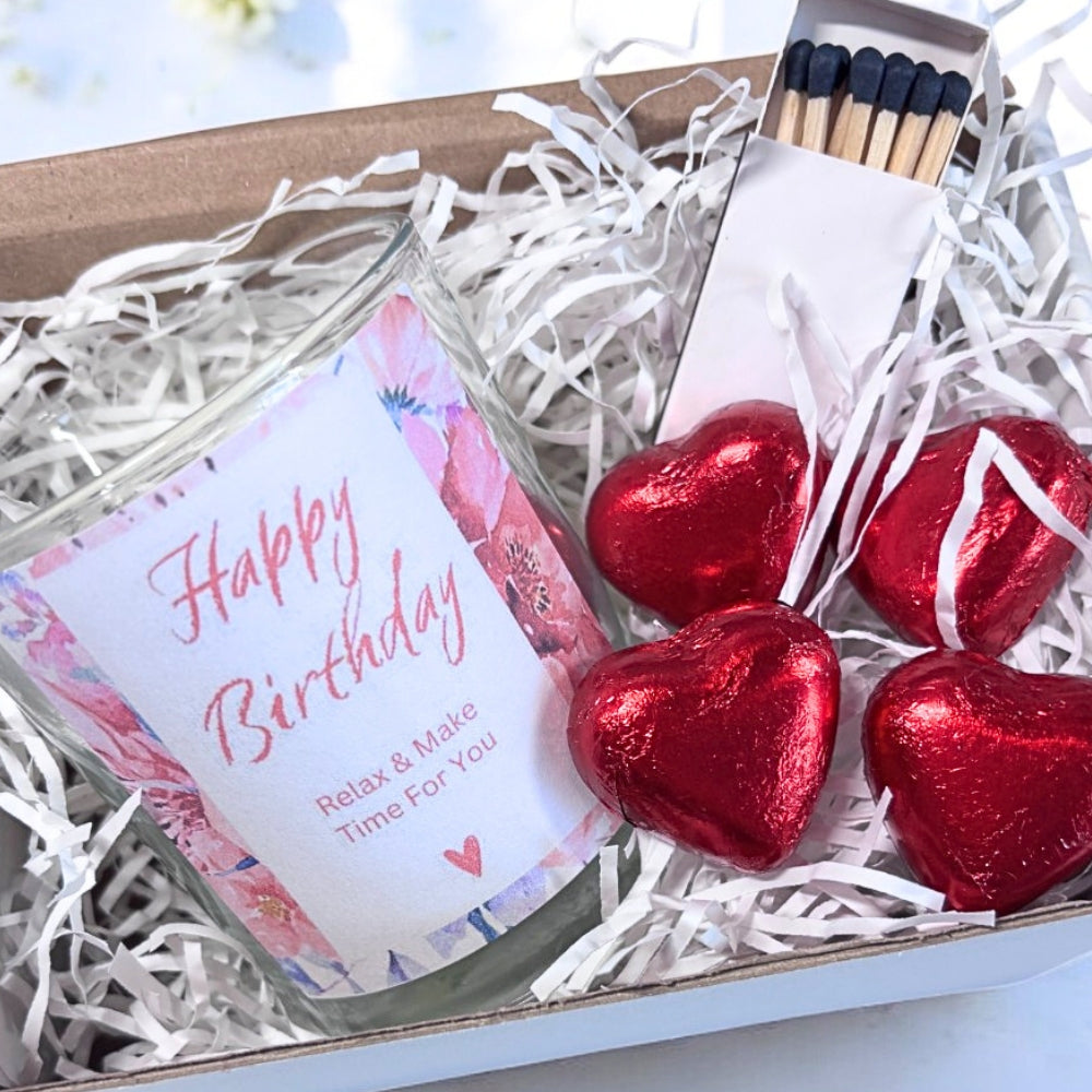 Personalised Pink Happy Birthday Candle Gift Set