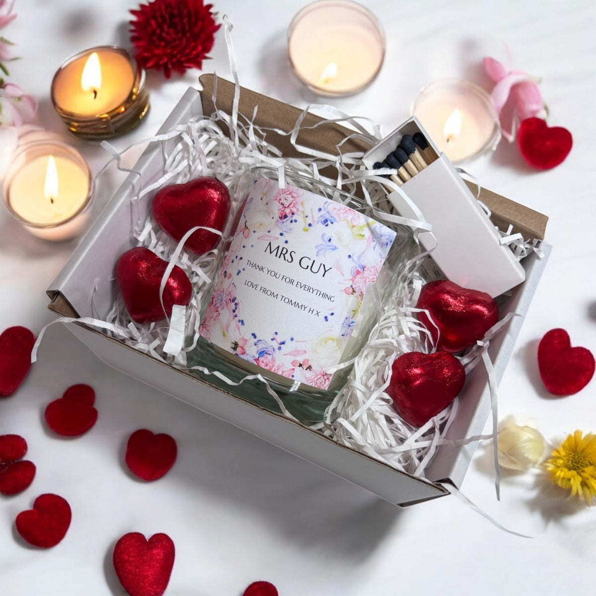 Personalised Floral Thank You Candle Gift Set