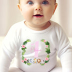 Personalised Pink Girls 1st Birthday Baby Outfit: Bib, Vest, Baby Grow | New Baby Gift