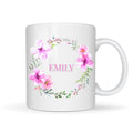 Personalised Pink Flower Wreath Mug Gift | Gift for Her