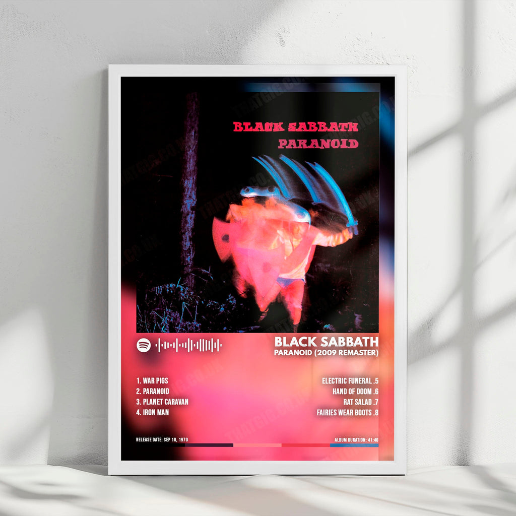 Black Sabbath "Paranoid" Album Cover Poster - with Complete Tracklist