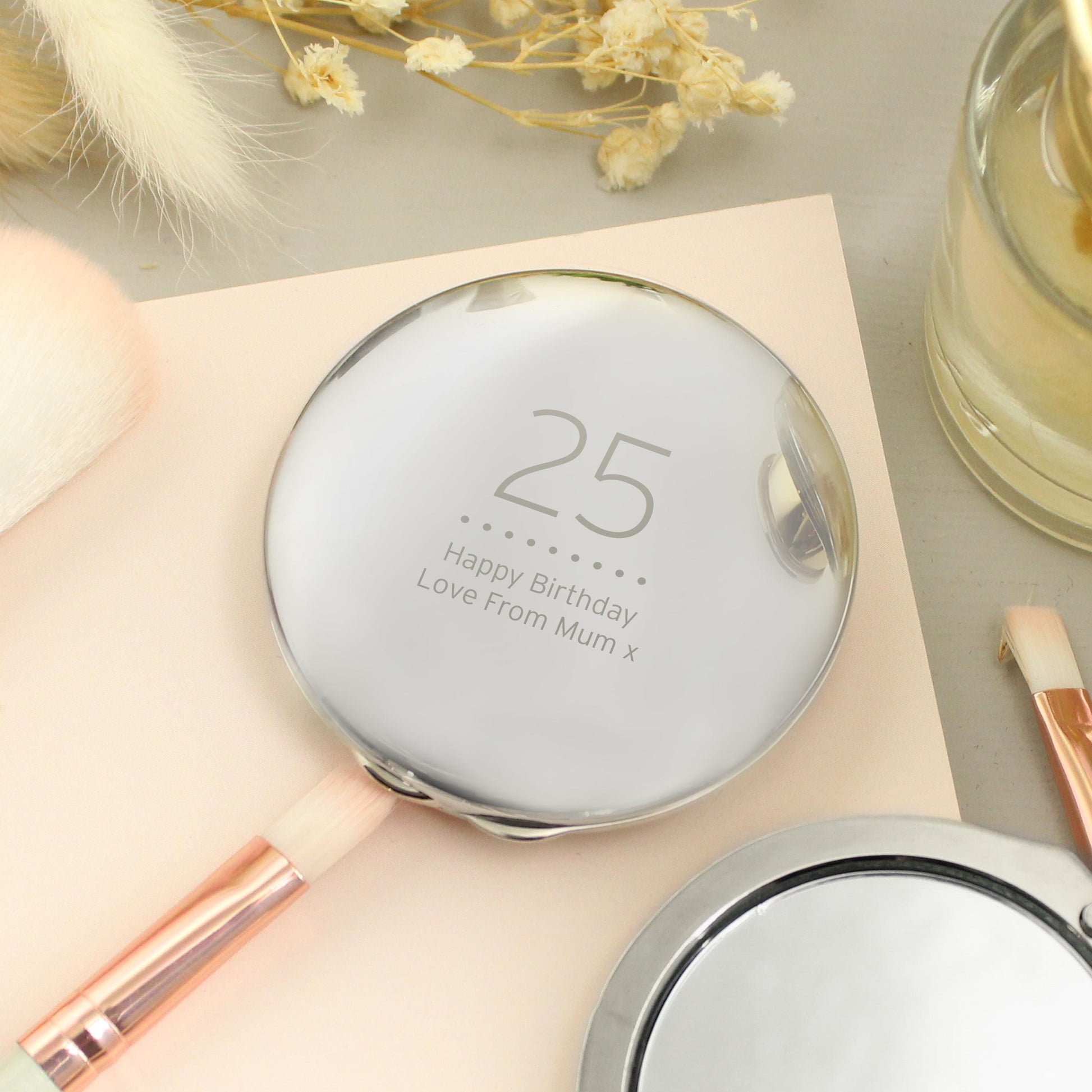 Personalised Birthday Big Age Round Compact Mirror - Make Up Mirror - Inspired Creative Gifts