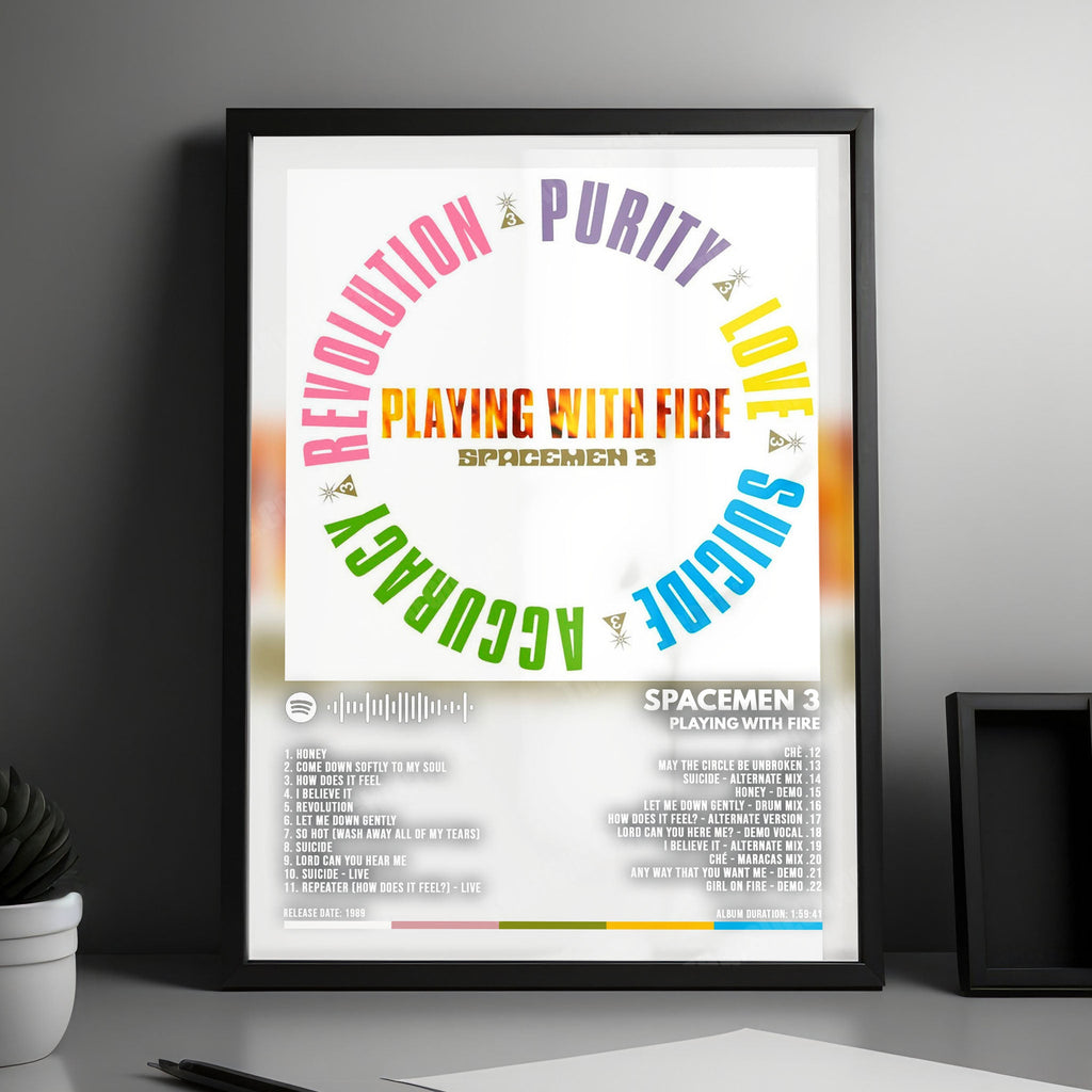 Spacemen 3 "Playing With Fire" Album Cover Poster - with Complete Tracklist