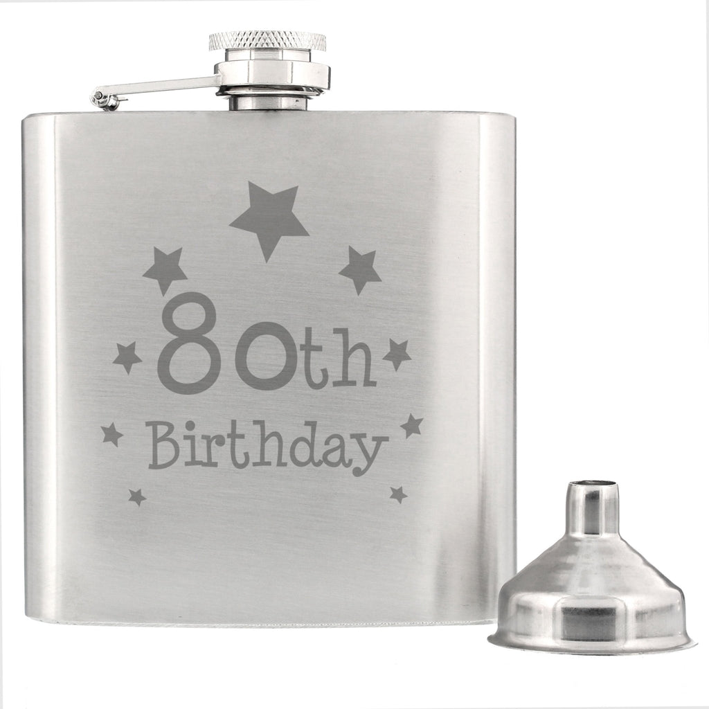 80th Birthday Hip Flask | Inspired Creative Gifts | UK Supplier