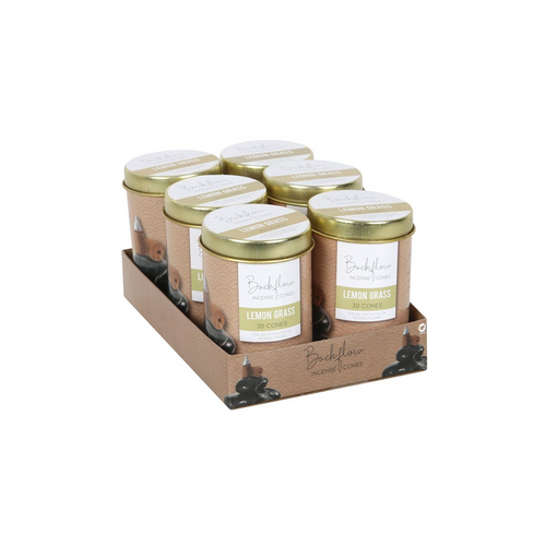 6 Tins of Elements Lemon Grass Jumbo Backflow Cones | Backflow Burners & Cones | Inspired Creative Gifts