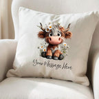 Personalised Daisy Highland Cow Gift | Cushion | Mother's Day Gift
