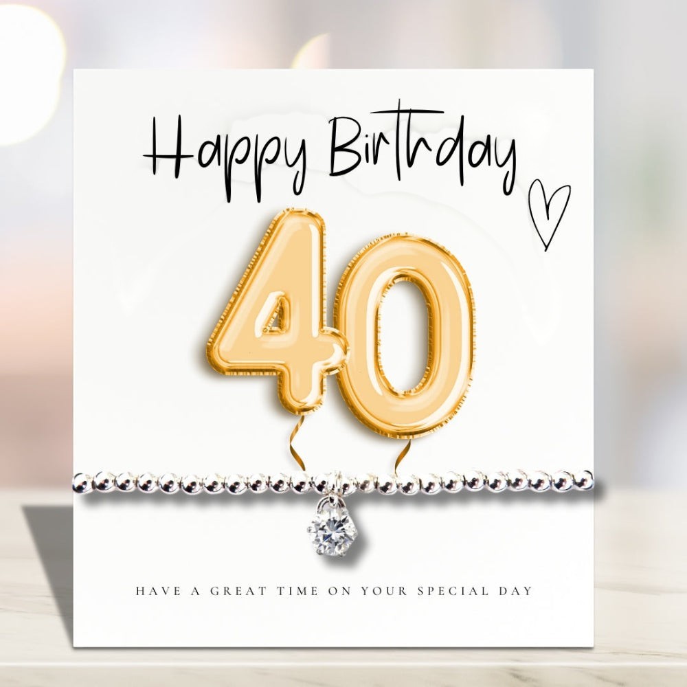 Small 40th Birthday Gold Balloon Hamper | Candle, Bracelet, Chocolates