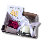 Small 40th Birthday Gold Balloon Hamper | Candle, Earrings, Chocolates
