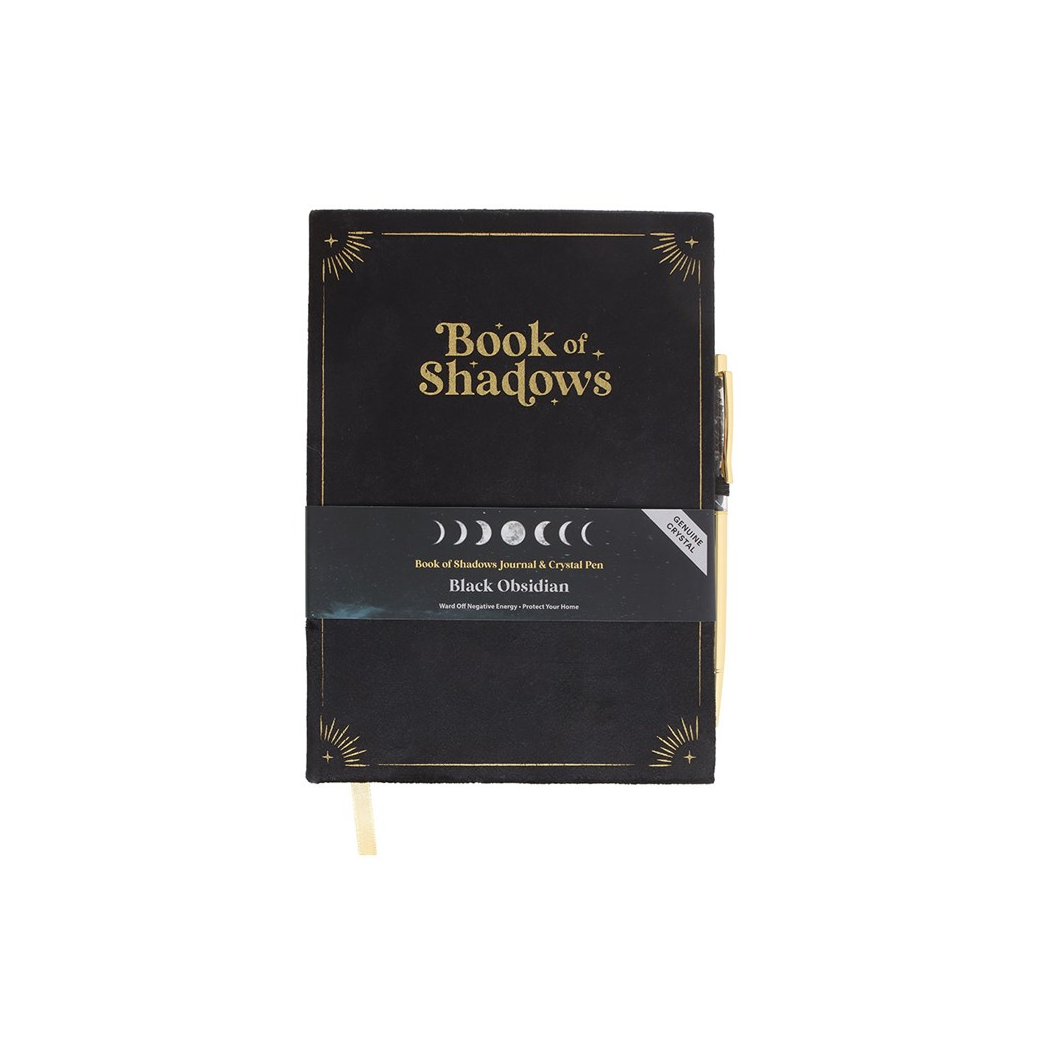 Book of Shadows Journal with Black Obsidian Crystal Pen | Notebook | Inspired Creative Gifts