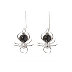 Black Obsidian Spider Threader Earrings