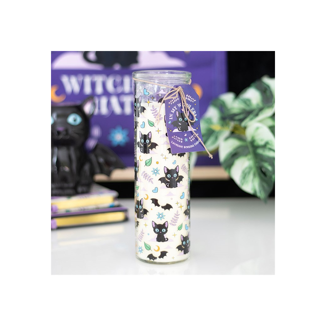 Cute and Creepy Cat Print Lavender Tube Candle | Candles | Inspired Creative Gifts