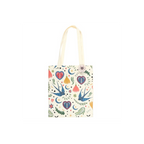 Cream Folk Print Polycotton Tote Bag