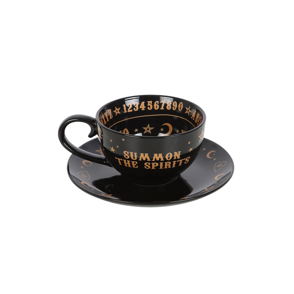Black Talking Board Teacup and Saucer