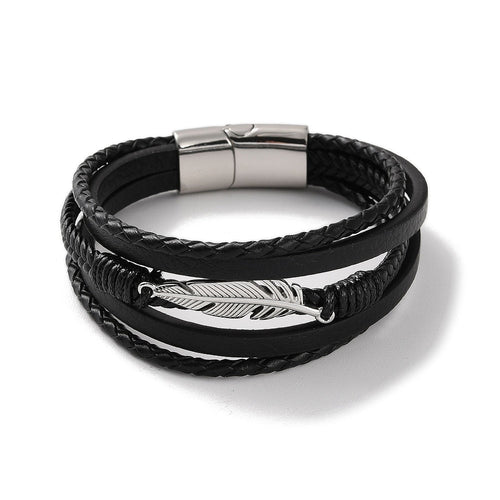 Men's Angel Feather Black Bracelet | Mens Bracelet | Inspired Creative Gifts