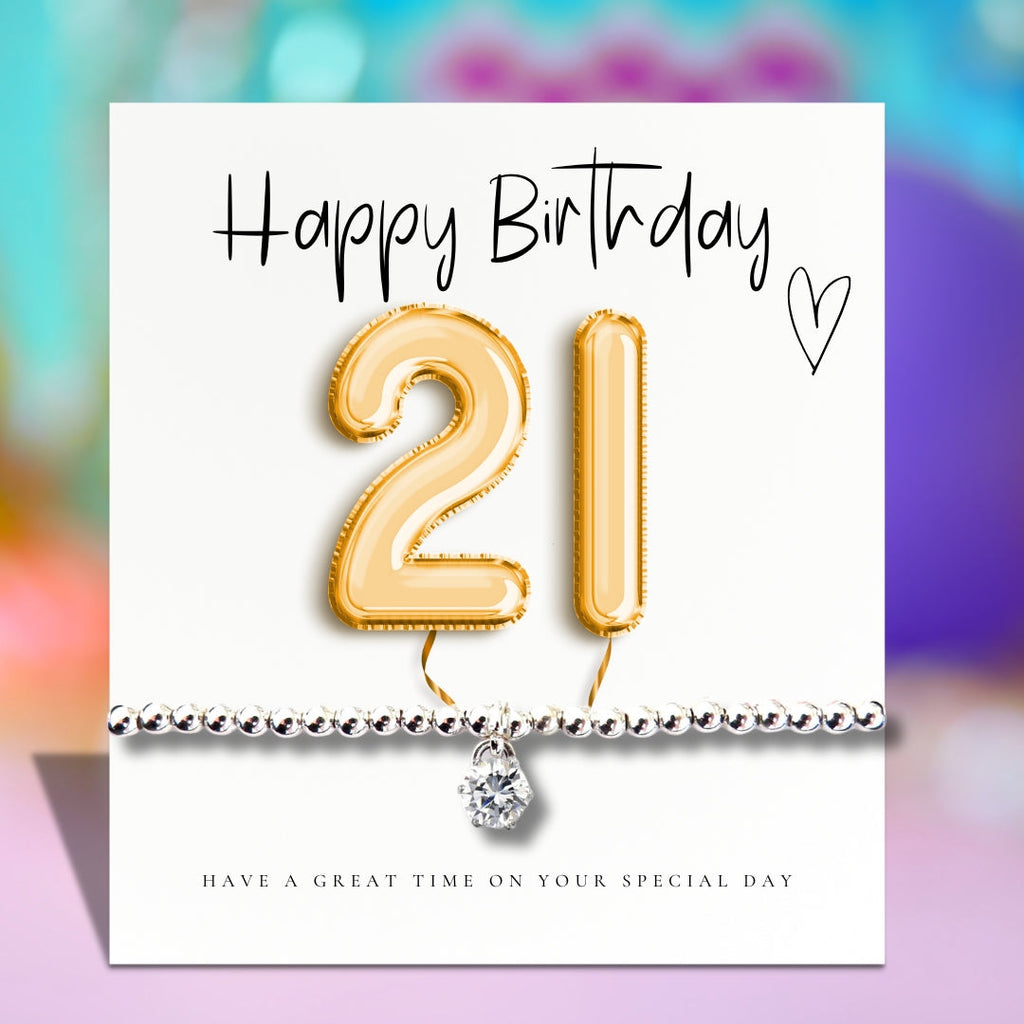 Small 21st Birthday Gold Balloons Hamper | Candle, Bracelet, Chocolate