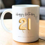 Personalised 21st Birthday Gold Balloons Mug | Ceramics | Inspired Creative Gifts