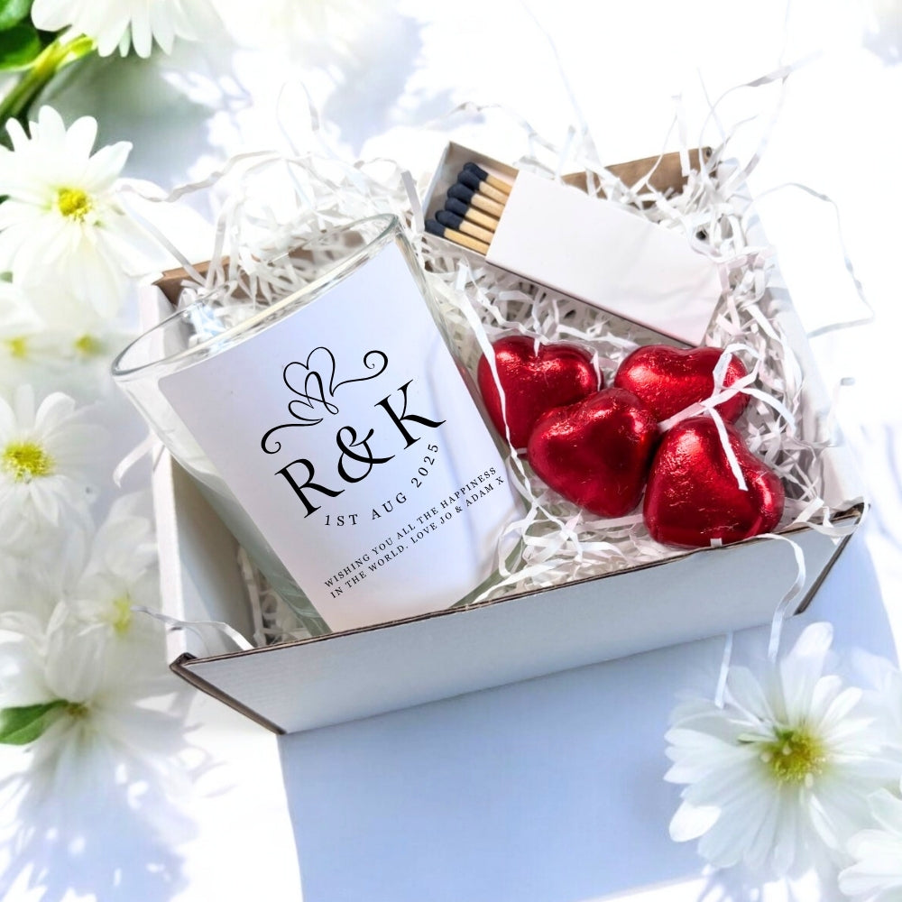 Personalised Entwined Hearts Candle Gift Set | Wedding Gift