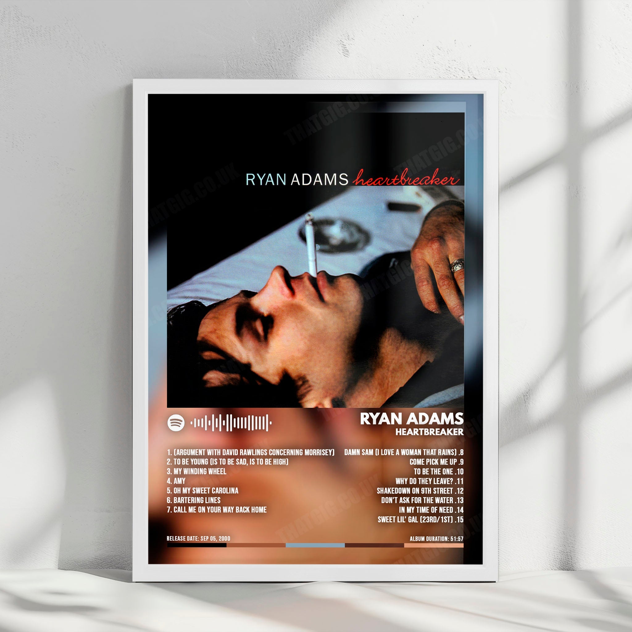 Ryan Adams "Heartbreaker" Album Cover Poster - with Complete Tracklist
