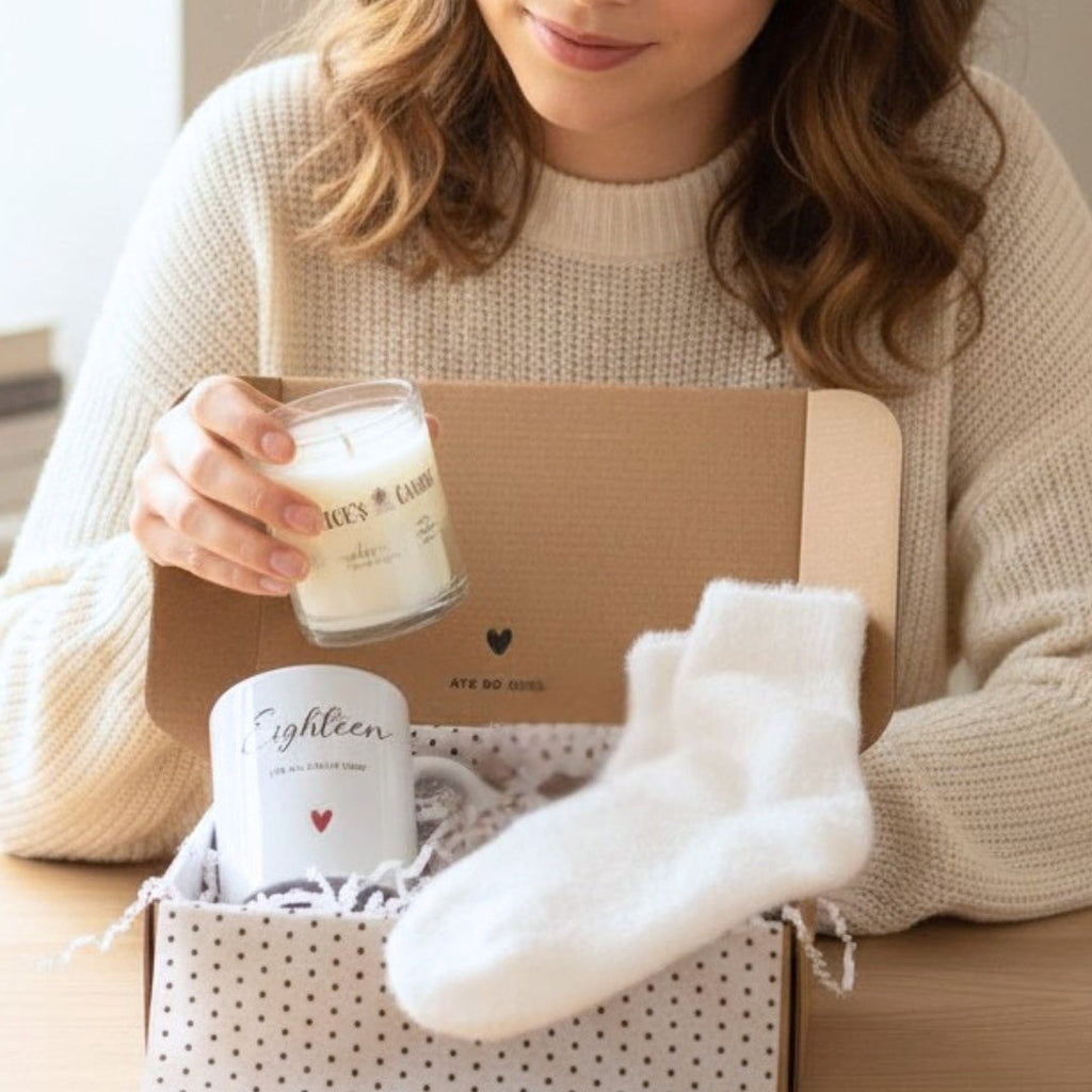 Personalised Eighteen Birthday Mug, Candle & Socks Gift Hamper