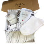Personalised Pink Flowers Heart Name Mug, Candle & Socks Gift Hamper | Ceramics