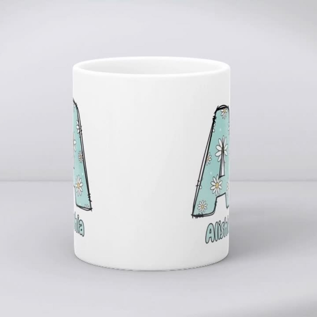 Personalised Daisy Flowers Initial & Name Mug Gift | Ceramics | Inspired Creative Gifts